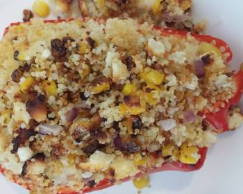 The New Way Cooking Recipe Couscous and Feta Stuffed Red Peppers Delicious Perfect