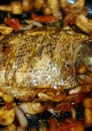 A picture of Stuffed pearl spot fish.
