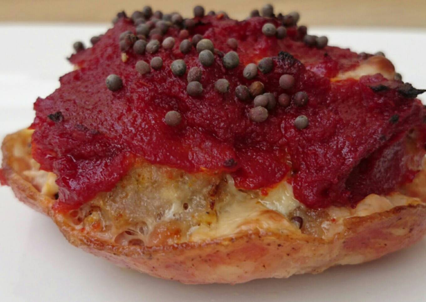 Cheesy Tomato Mustard Ham Burger