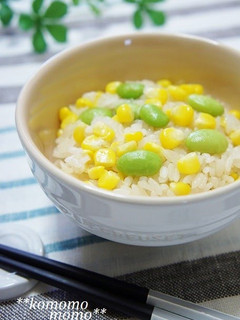 A picture of Just a Little Butter: Corn and Edamame Rice.