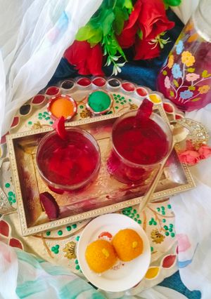 A picture of Beetroot Kanji (Home made probiotic Drink).