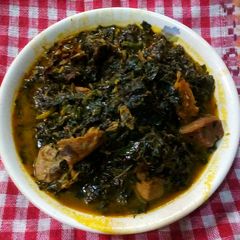 A picture of Ugu and waterleaf soup ll.