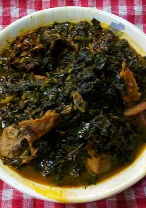 A picture of Ugu and waterleaf soup ll.