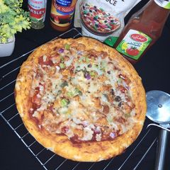 A picture of Chicken fajita pizza🍕🍕.