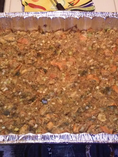A picture of Home made cornbread stuffing.