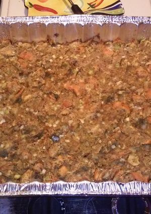 A picture of Home made cornbread stuffing.