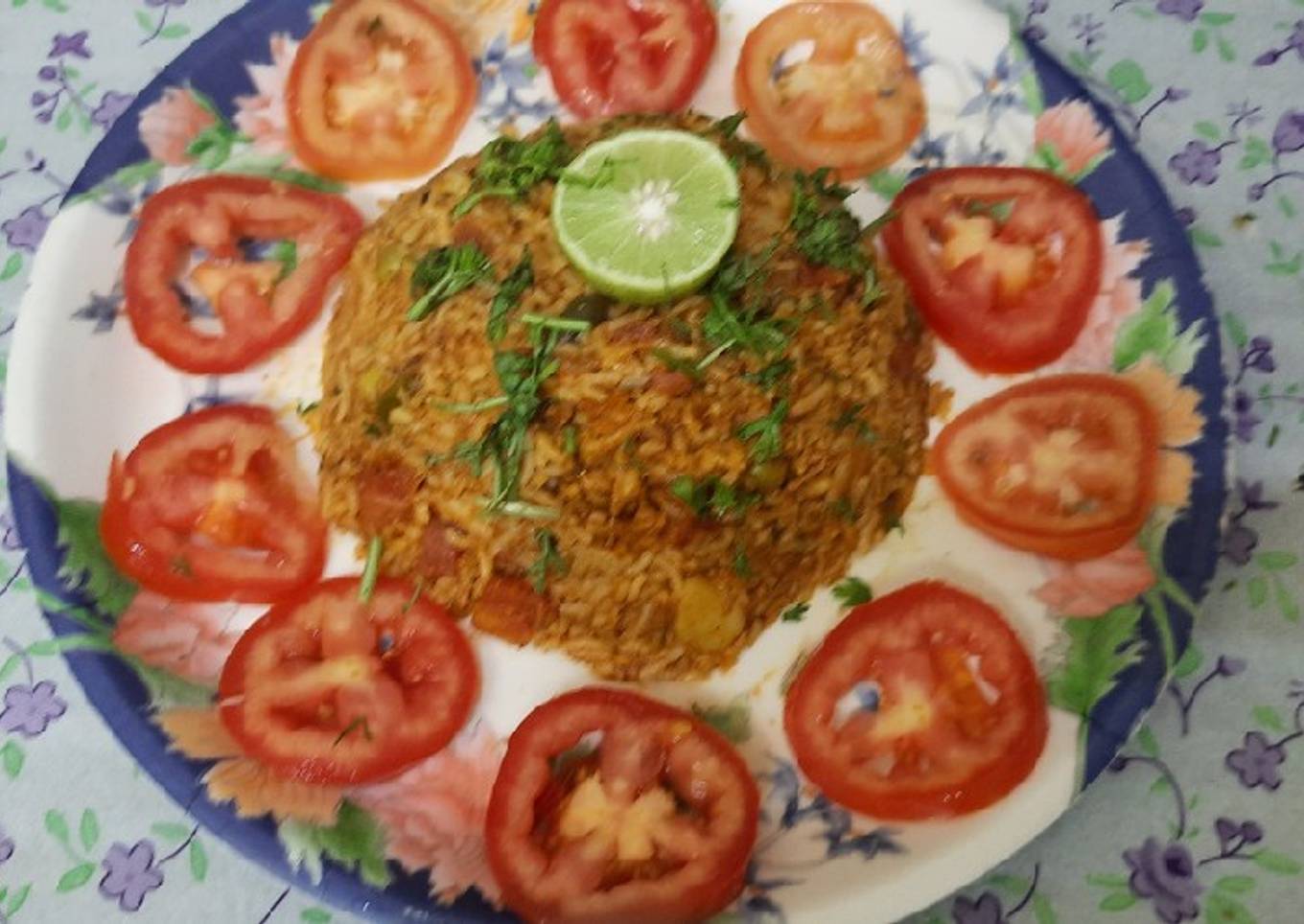 Famous Mumbai style street side spicy tawa pulao