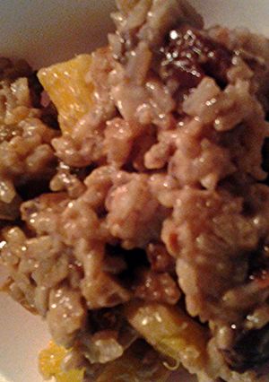 A picture of rice pudding.