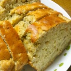 A picture of Apple and Banana Pound Cake Made with Pancake Mix.
