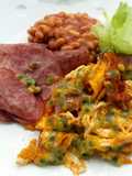 Ham And Egg With Beans Breakfast