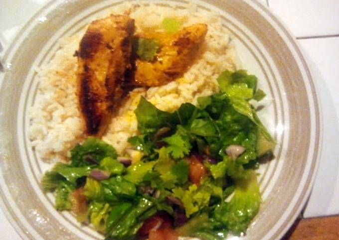 Recipe of Homemade Middle-eastern Spiced chicken with rice and middle-eastern salad