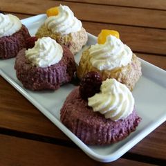 A picture of RAW MIXED BERRY and MANGO CAKES.