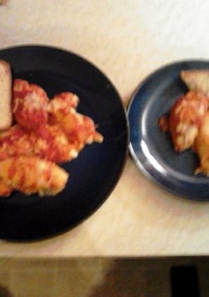 A picture of stuffed shells casserole.