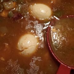 A picture of Chicken and Sausage Gumbo (as taught to me by my FRENCH CAJUN grandma!).