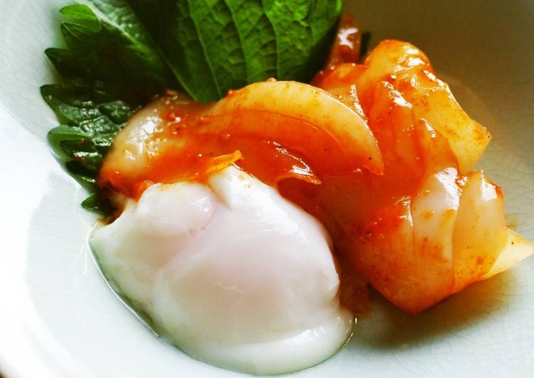 Simple Way to Make Any-night-of-the-week Spicy Squid and Hot Spring Egg