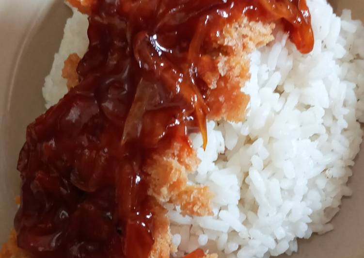 Katsu tempe with saus asam pedas