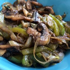 A picture of Mushroom Capsicum Pepper Fry.