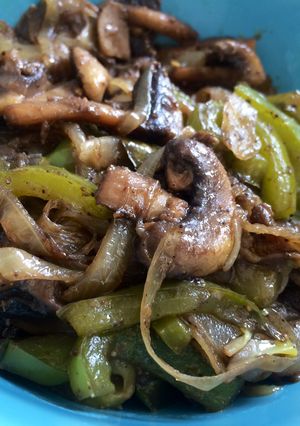 A picture of Mushroom Capsicum Pepper Fry.