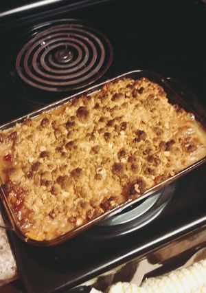 A picture of Peach crumble🍑.