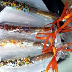 A picture of Chocolate Dipped Pretzel Rods.