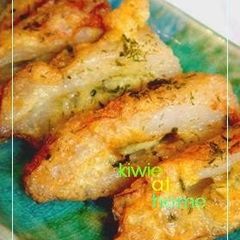 A picture of Fluffy Chikuwa Isobe Age Fritters with Aonori Seaweed.