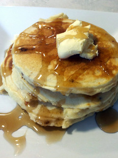A picture of Peanut Butter cup Pancakes.