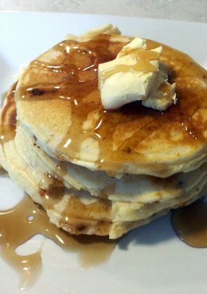 A picture of Peanut Butter cup Pancakes.