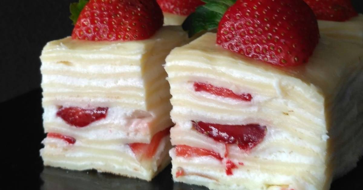 Resep Vanilla Strawberry Mille Crepe Bites 🍓 oleh Febriyana IG febbriyana Cookpad