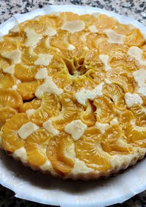 Una foto de Pastís de mandarines al forn