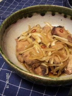 A picture of No Bones! Fried Nanban-style Skipjack Tuna.