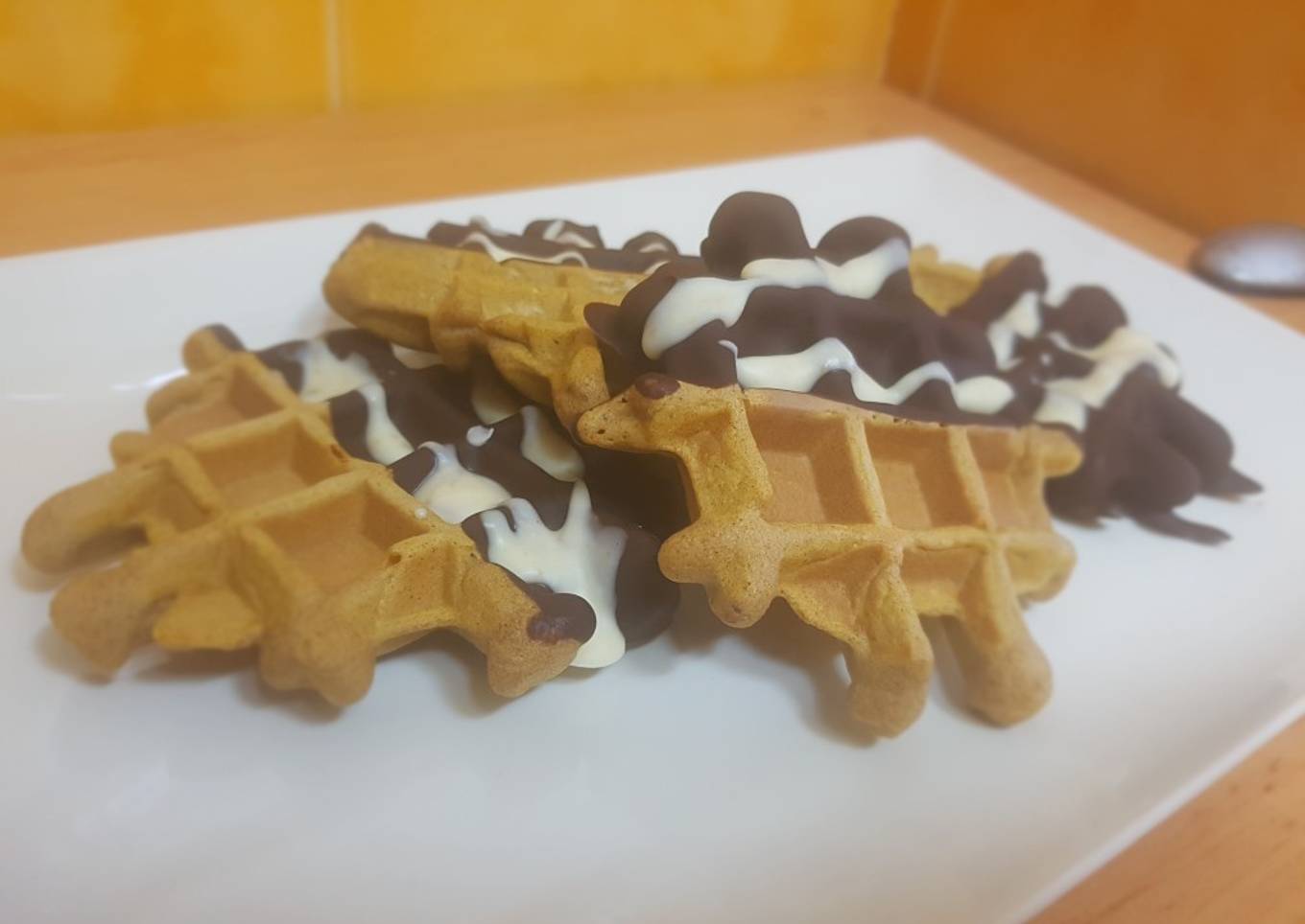 Gofres de calabaza y chocolate