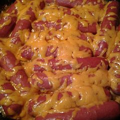 A picture of Roasted Hotdogs in Spicy Honey Mustard Sauce.