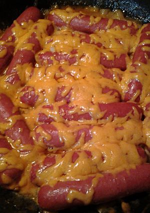 A picture of Roasted Hotdogs in Spicy Honey Mustard Sauce.