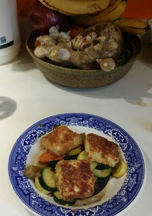A picture of Pan Fried Panko Tofu.