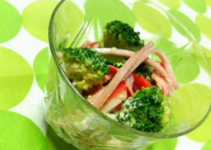 Broccoli and Crabsticks with Sesame Mayonnaise Vinegar Sauce