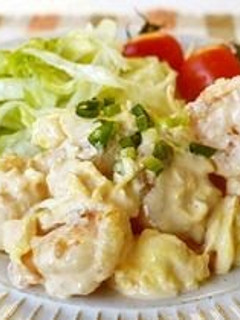 A picture of Easy Shrimp with Mayonnaise Sauce (and Fluffy Eggs).