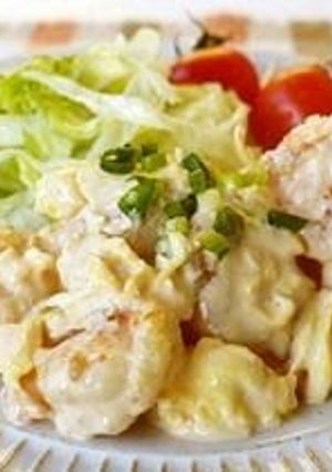 A picture of Easy Shrimp with Mayonnaise Sauce (and Fluffy Eggs).