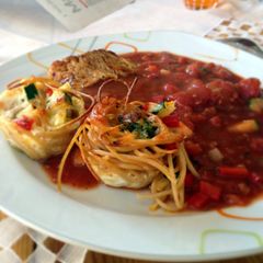 A picture of Pasta Nests With Mediterranean Veggies.
