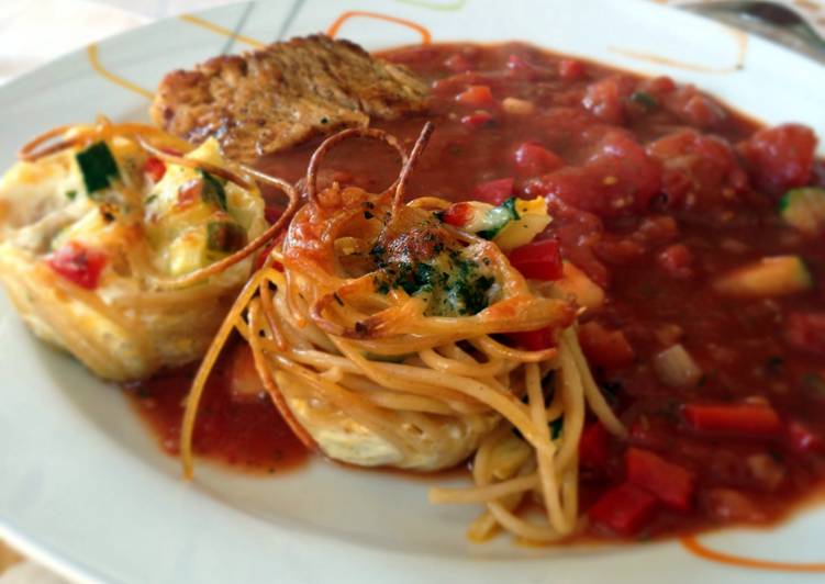 Pasta Nests With Mediterranean Veggies