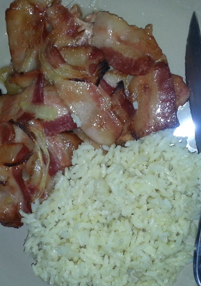 A picture of Overloaded bacon apple porkchops.
