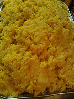 A picture of Turmeric sofrito rice for forty.