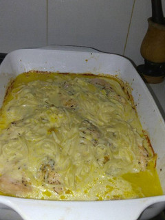 Una foto de Milanesa de pollo a la crema