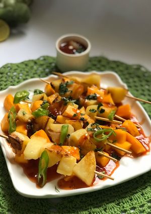 A picture of Potato chilli sticks.