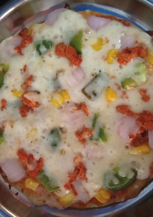 A picture of Homemade pizza no oven no yeast.