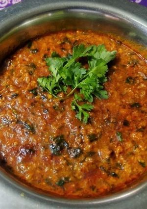 A picture of Hyderabadi mutton kheema curry.