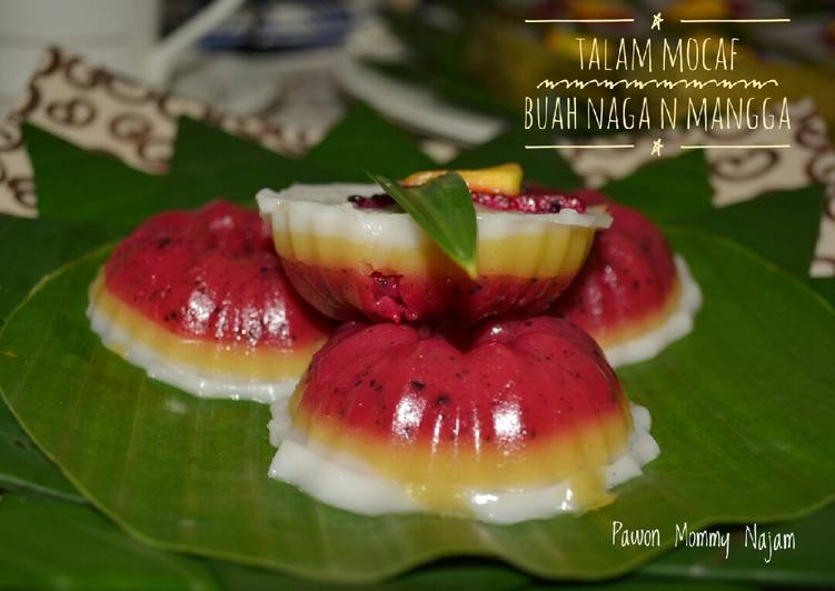 Langkah Mudah untuk Membuat Talam Mocaf Buah Naga dan Mangga #Maree yang Enak Banget