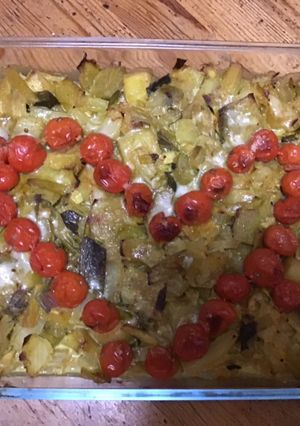 Une photo de Gratin de poireaux et fenouil aux tomates cerises et parmesan