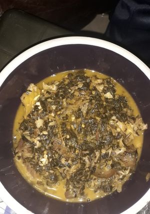 A picture of Bitter leaf soup.