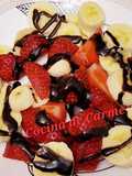Ensalada dulce de fresas y plátano con chocolate 🍓🍓🍌