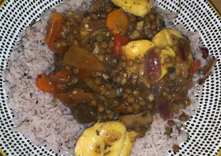 Lentil and plantain stew